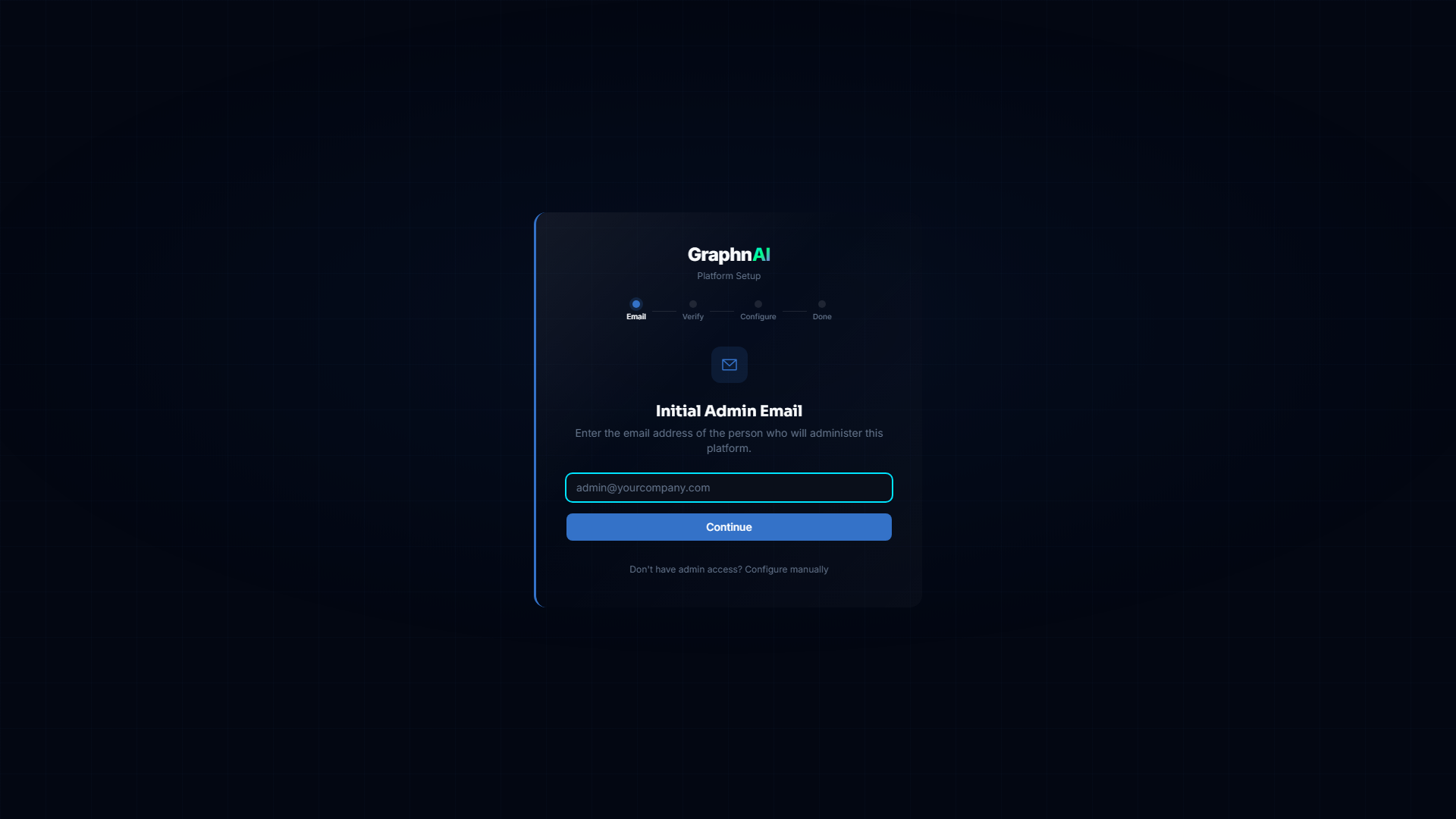 Setup wizard email input screen
